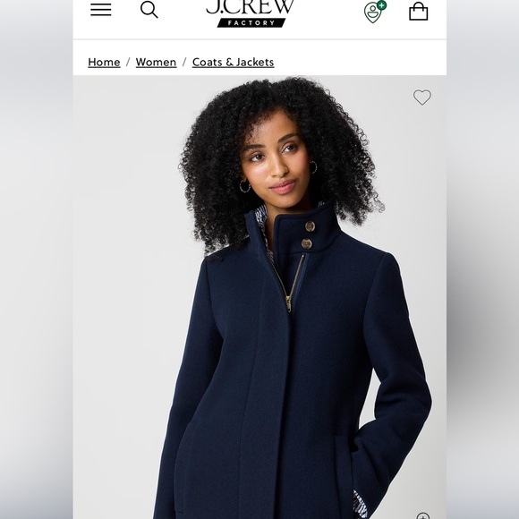 J. Crew Navy Blue wool zip front jacket.  New with tag. Size 2. - Picture 4 of 12